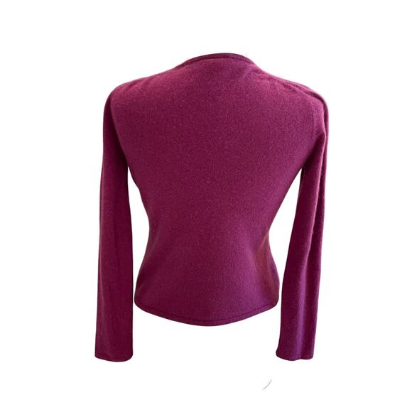 Ann Taylor Fuchsia / Purple V-Neck Long Sleeve Cashmere Sweater, M - Picture 4 of 9